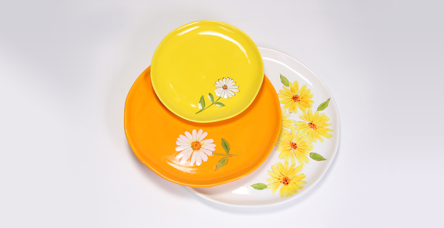 Colorful Daisy Plates