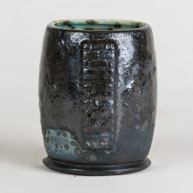 SW-214 Micro Pearl over SW-147 Moonscape on EG-005 Black Engobe