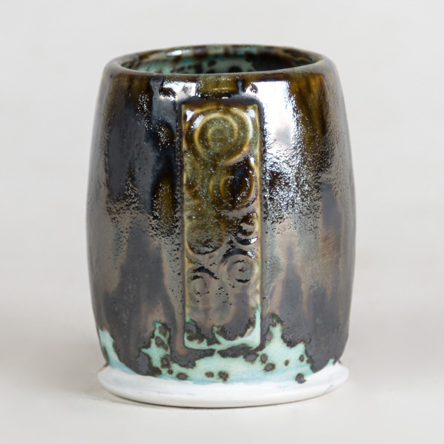 SW-219 Opal Lustre over SW-147 Moonscape on EG-001 White Engobe