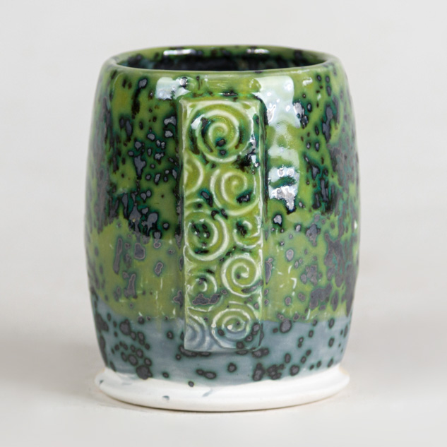 SW-253 Green Opal over SW-147 Moonscape on EG-001 White Engobe