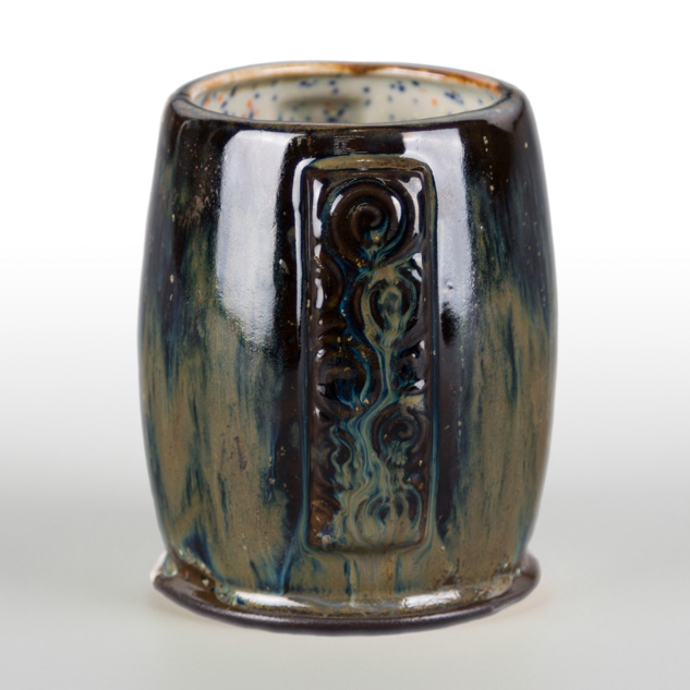 SW-130 Copper Jade over SW-221 Mint Speck on EG-006 Sparkle Black Engobe