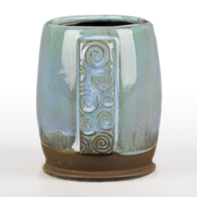 SW-515 Aqua Gloss over SW-223 Milk Glass on EG-004 Dark Brown Engobe