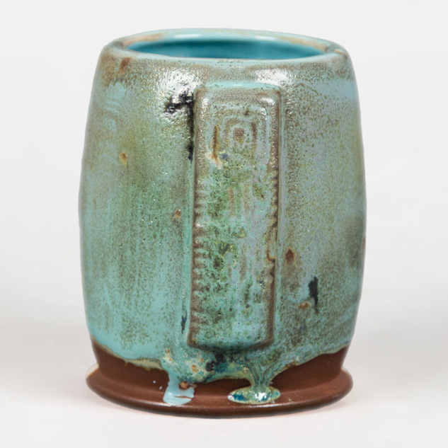 SW-515 Aqua Gloss over SW-146 Aurora Green on EG-003 Brick Red Engobe