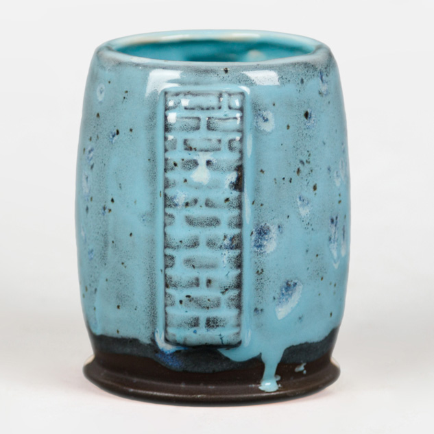 SW-515 Aqua Gloss over SW-150 Celadon Bloom on EG-006 Sparkle Black Engobe