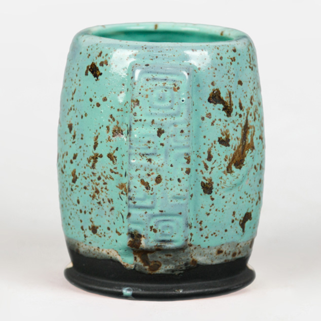 SW-515 Aqua Gloss over SW-155 Winter Wood on EG-005 Black Engobe