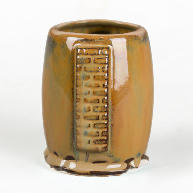 SW-219 Opal Lustre over SW-127 Olivine on EG-004 Dark Brown Engobe