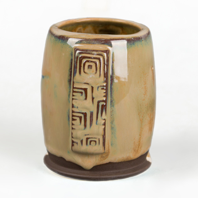 SW-219 Opal Lustre over SW-127 Olivine on EG-004 Dark Brown Engobe